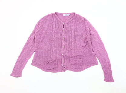 Additional front view of Honor Millburn Women's Pink Cardigan M Cable-Knit