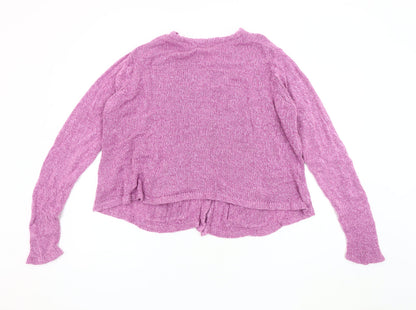 Back view of Honor Millburn Women's Pink Cardigan M Cable-Knit