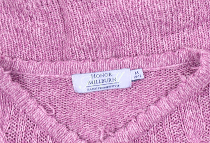 Close-up detail of Honor Millburn Women's Pink Cardigan M Cable-Knit
