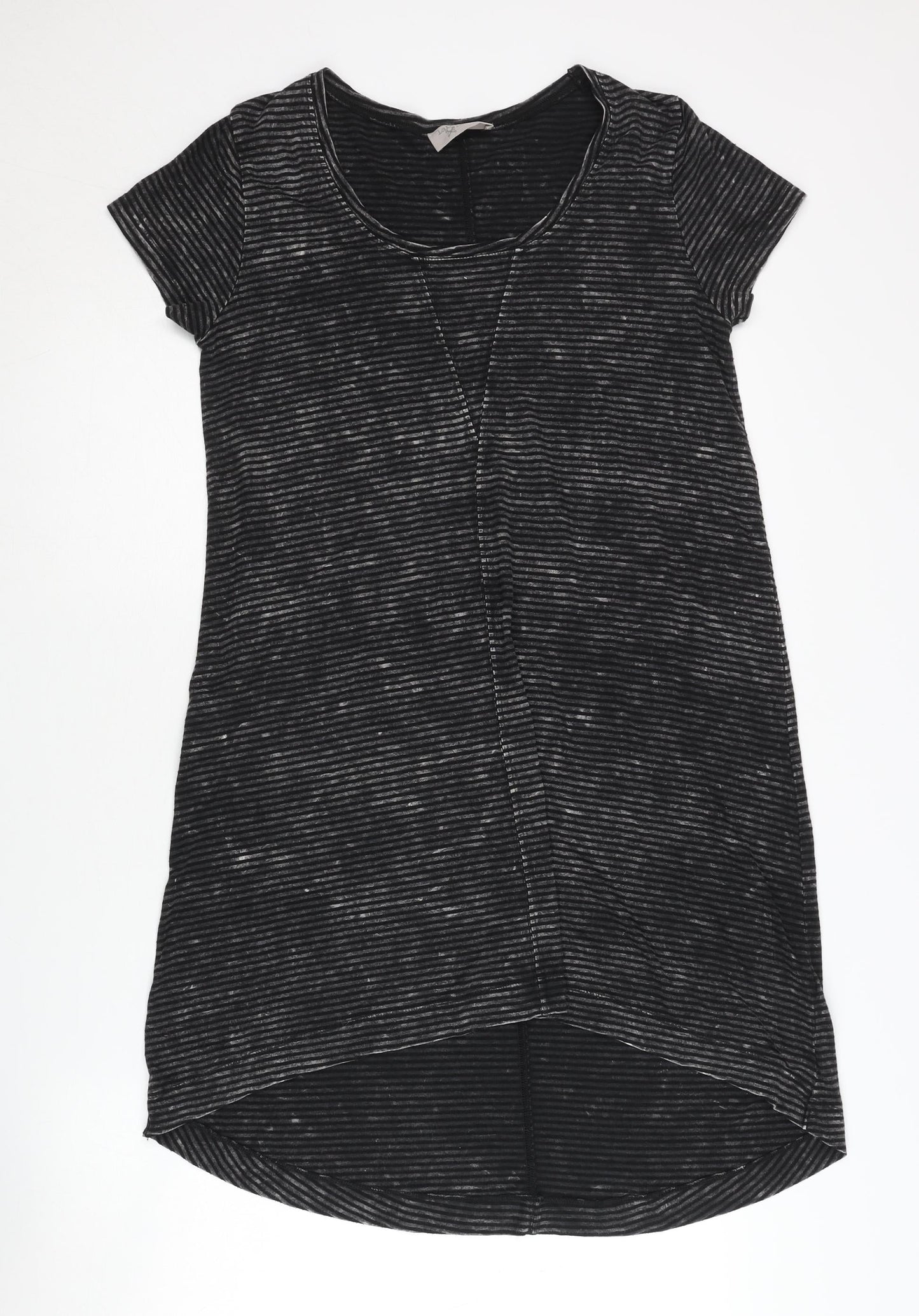 Label Lab Women's Black Striped Midi T-Shirt Dress - Size 12