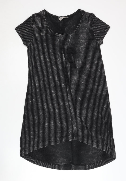 Label Lab Women's Black Striped Midi T-Shirt Dress - Size 12