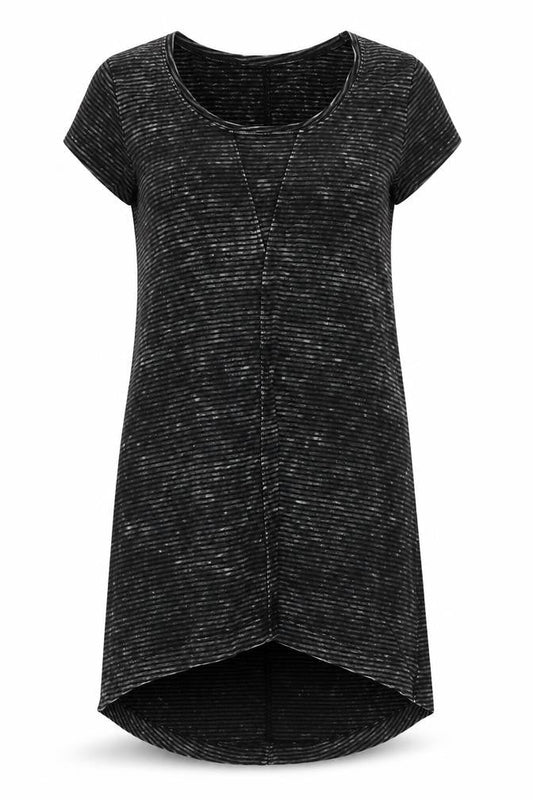 Label Lab Women's Black Striped Midi T-Shirt Dress - Size 12