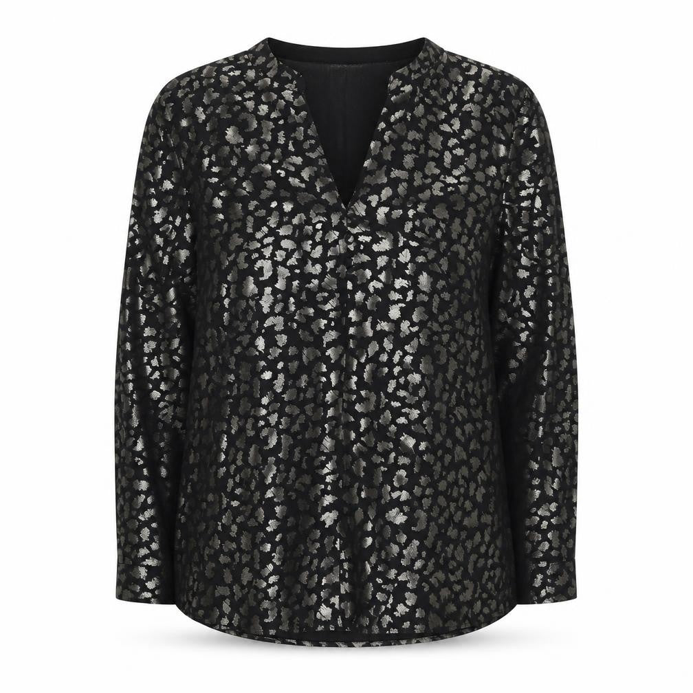Principles Women’s Black Animal Print Top Petite