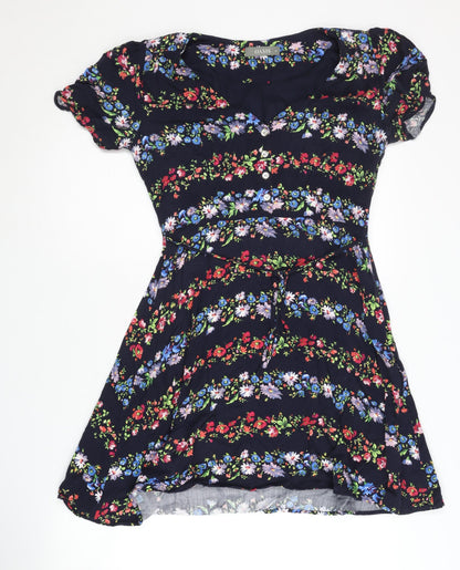 Oasis Women's Multicoloured A-Line Floral Dress Size 10