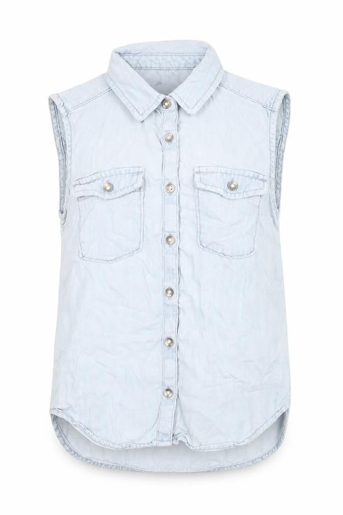 Gap Girls Blue Button-Up Sleeveless Shirt Size L