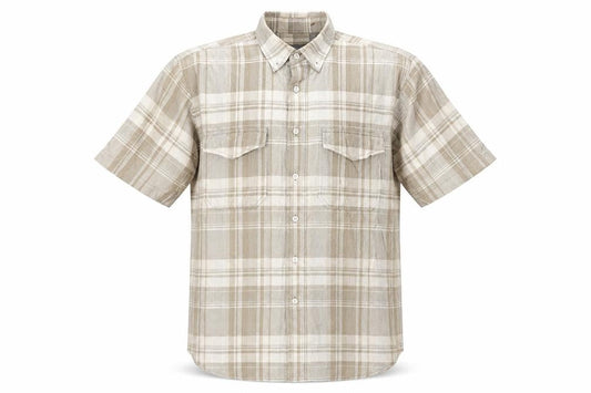 Banana Republic Men's Beige Plaid Button-Up Shirt S