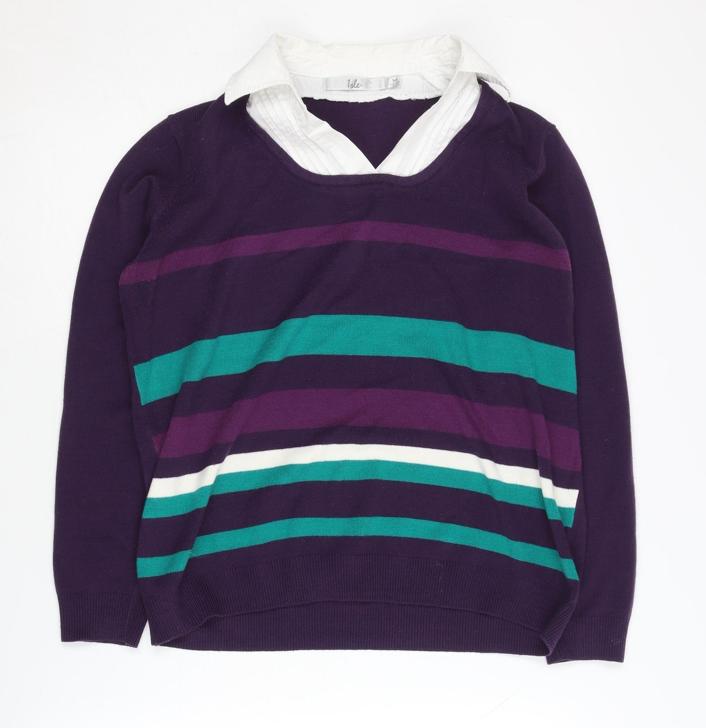 Isle Women's Multicoloured Striped Pullover Jumper M