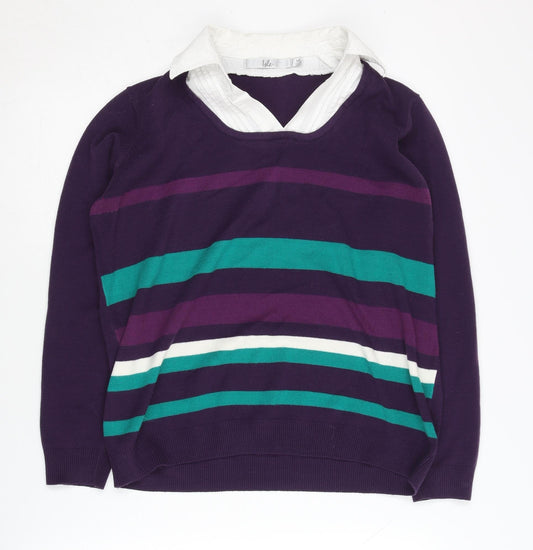 Isle Women's Multicoloured Striped Pullover Jumper M
