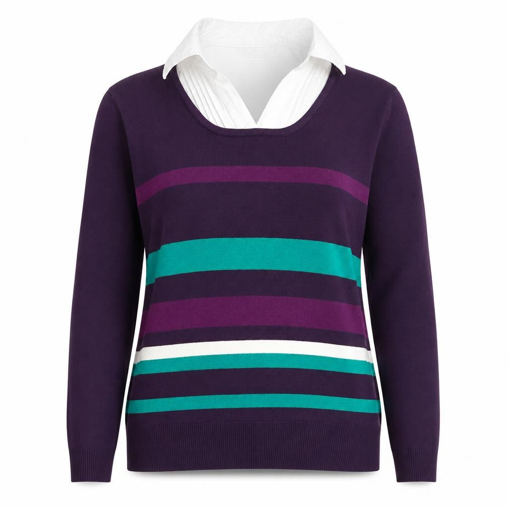 Isle Women's Multicoloured Striped Pullover Jumper M