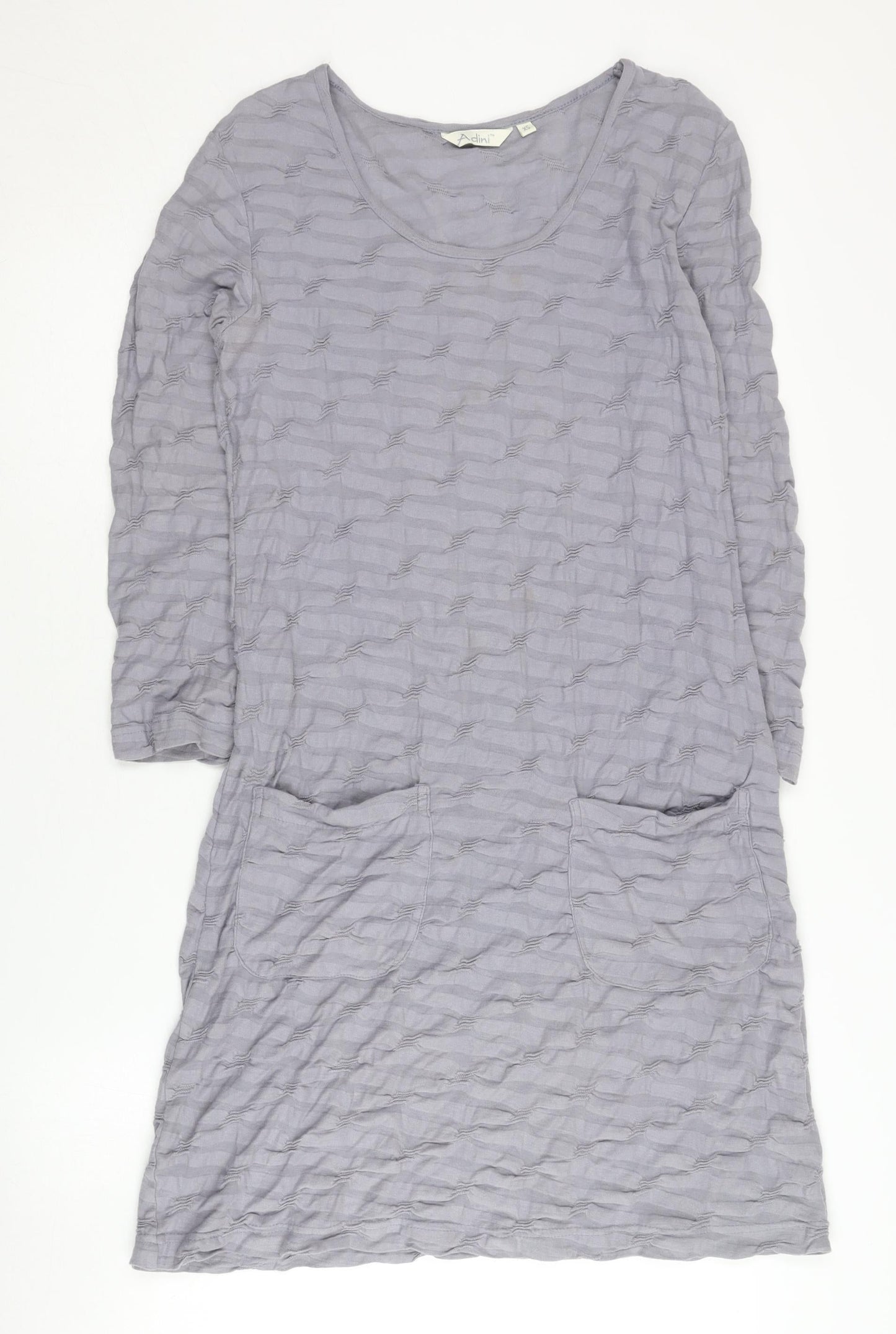 Adini Women's Grey Cotton Long Sleeve Dress XS