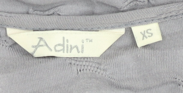 Adini Women's Grey Cotton Long Sleeve Dress XS