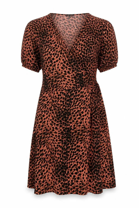 Next Women's Brown Animal Print Short Sleeve Dress