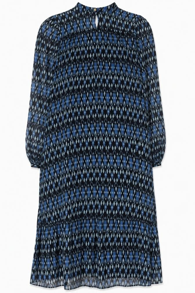 Whistles Women Blue Geometric Long Sleeve Dress