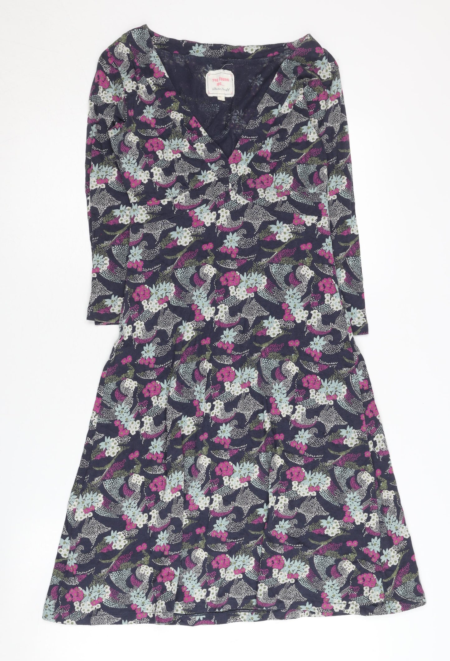 White Stuff Women's Multicoloured V-Neck Dress Size 8