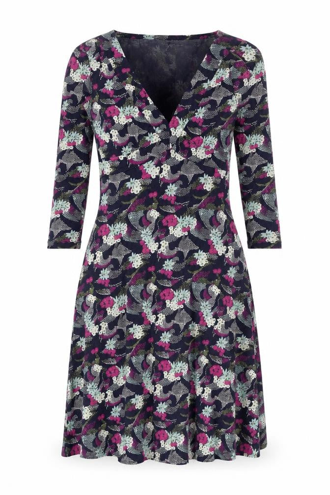White Stuff Women's Multicoloured V-Neck Dress Size 8