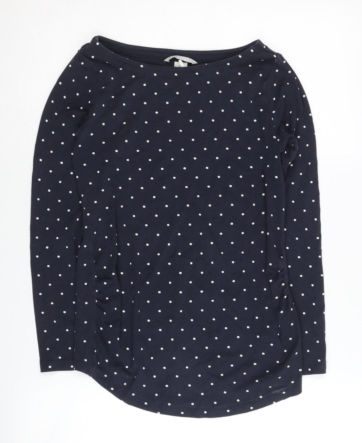 H&M Women's Blue Polka Dot T-Shirt, Size 12, Long Sleeve