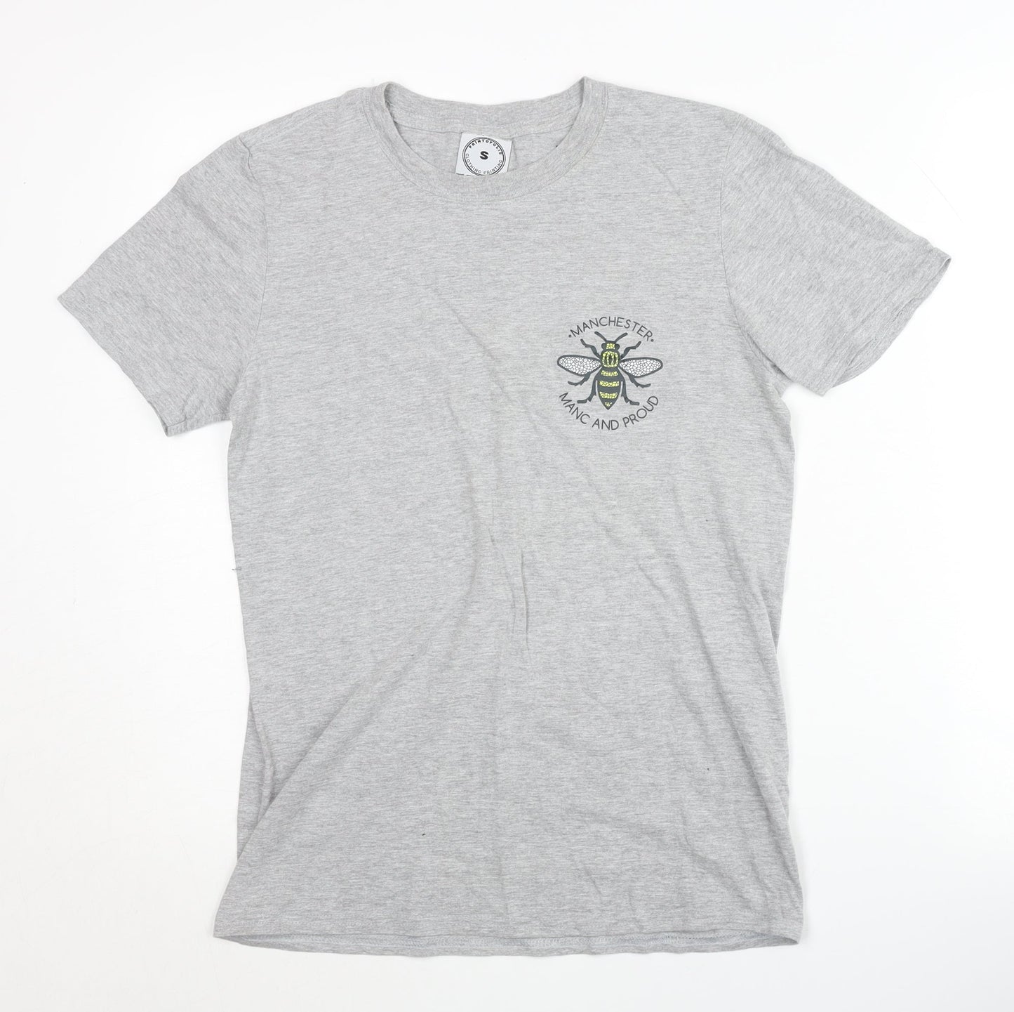 Printopolis Unisex Grey Embroidered T-Shirt, S, Casual Style