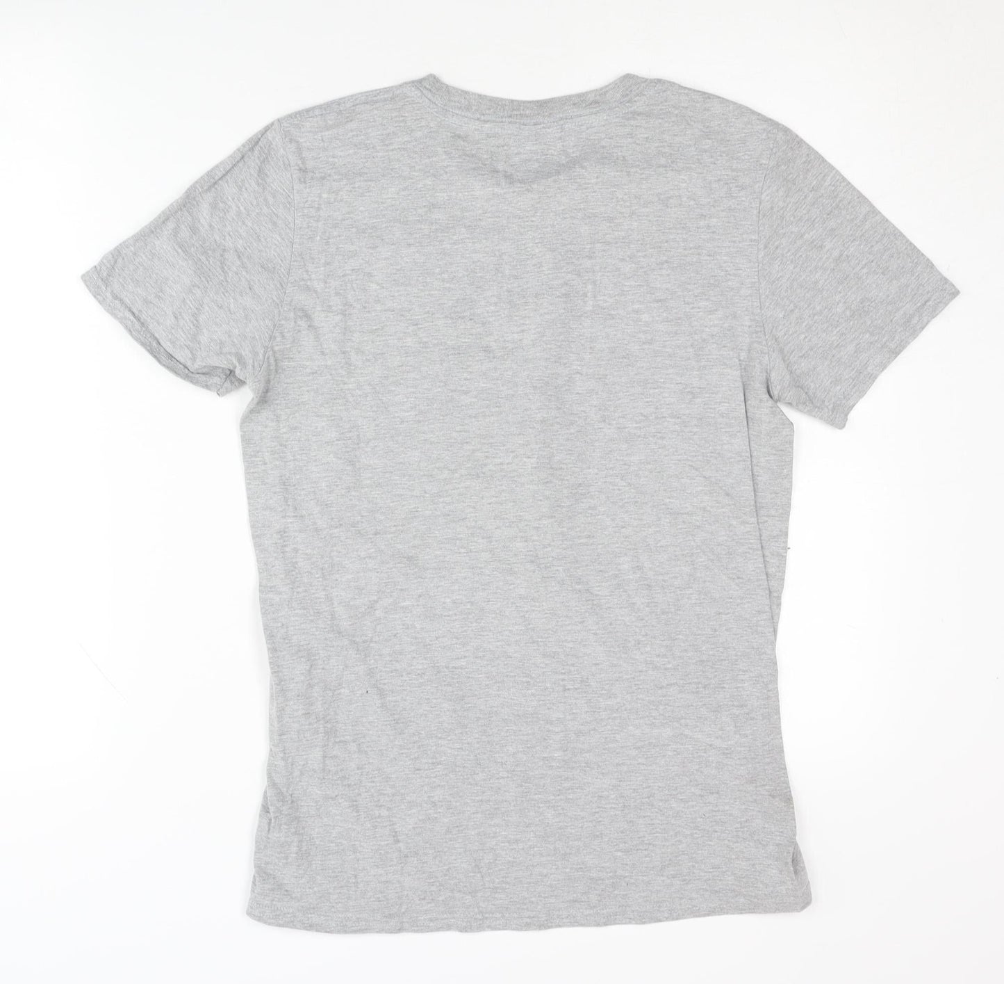 Printopolis Unisex Grey Embroidered T-Shirt, S, Casual Style