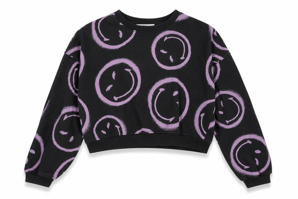 H&M x SmileyWorld Girls Black Pullover Sweatshirt 11-12Y