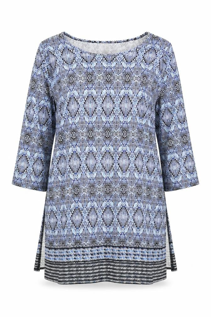 Philosophy Women's Blue 2XL Geometric Tunic Top