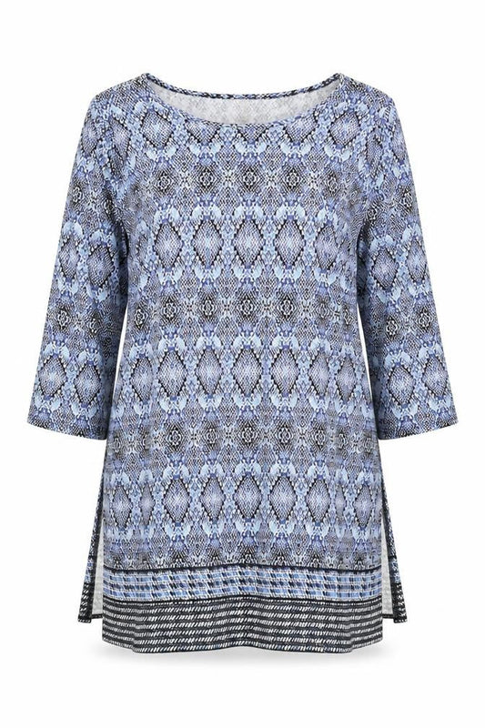 Philosophy Women's Blue 2XL Geometric Tunic Top
