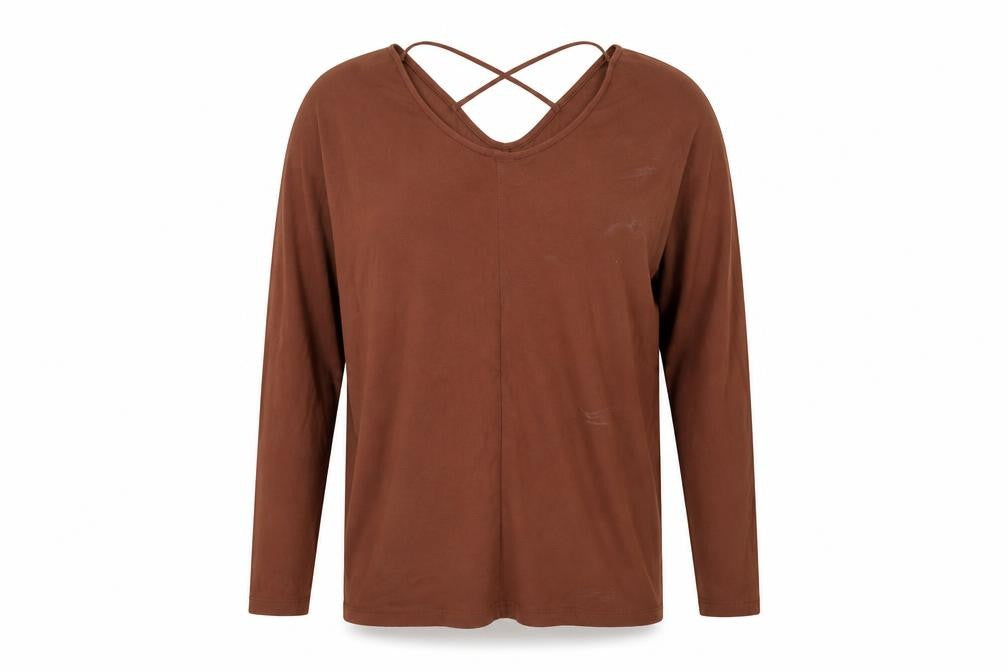 Jacqueline de Yong Women's Brown V-Neck Top XL