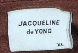 Brand and care label for Jacqueline de Yong Women's Brown V-Neck Top XL