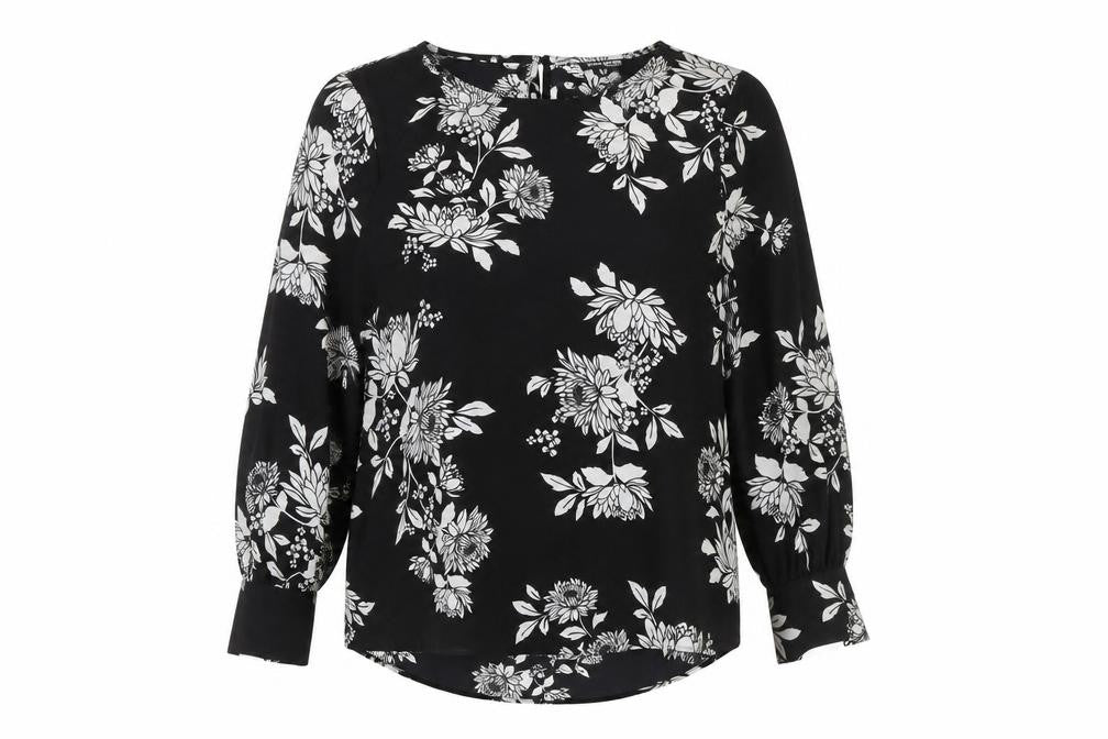 Debenhams Women's Black Floral Tunic Blouse Size 14