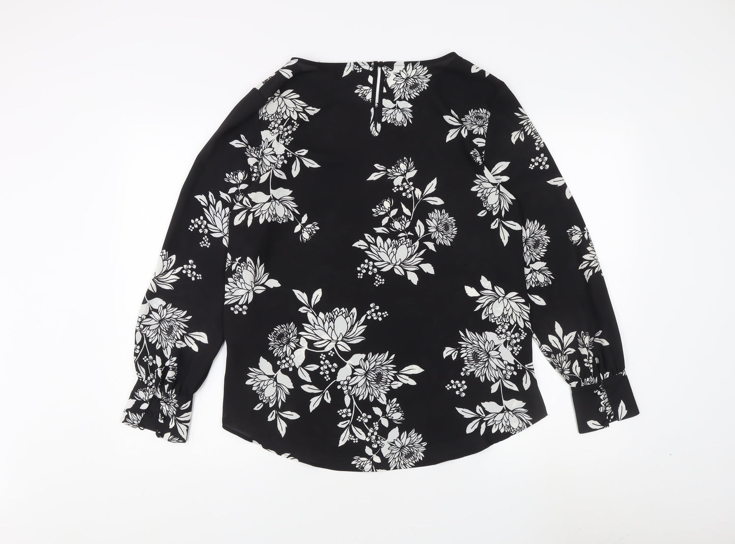 Debenhams Women's Black Floral Tunic Blouse Size 14