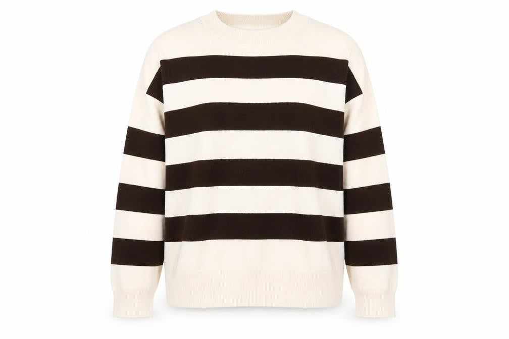 MNG Women's Pullover Jumper L Brown Stripe