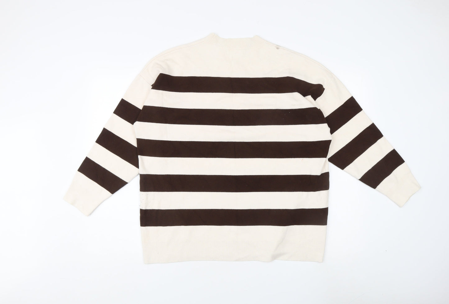 MNG Women's Pullover Jumper L Brown Stripe