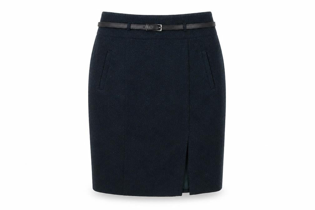 Marks & Spencer Blue Wool Blend Midi Skirt Size 12