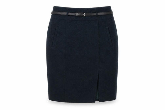 Marks & Spencer Blue Wool Blend Midi Skirt Size 12