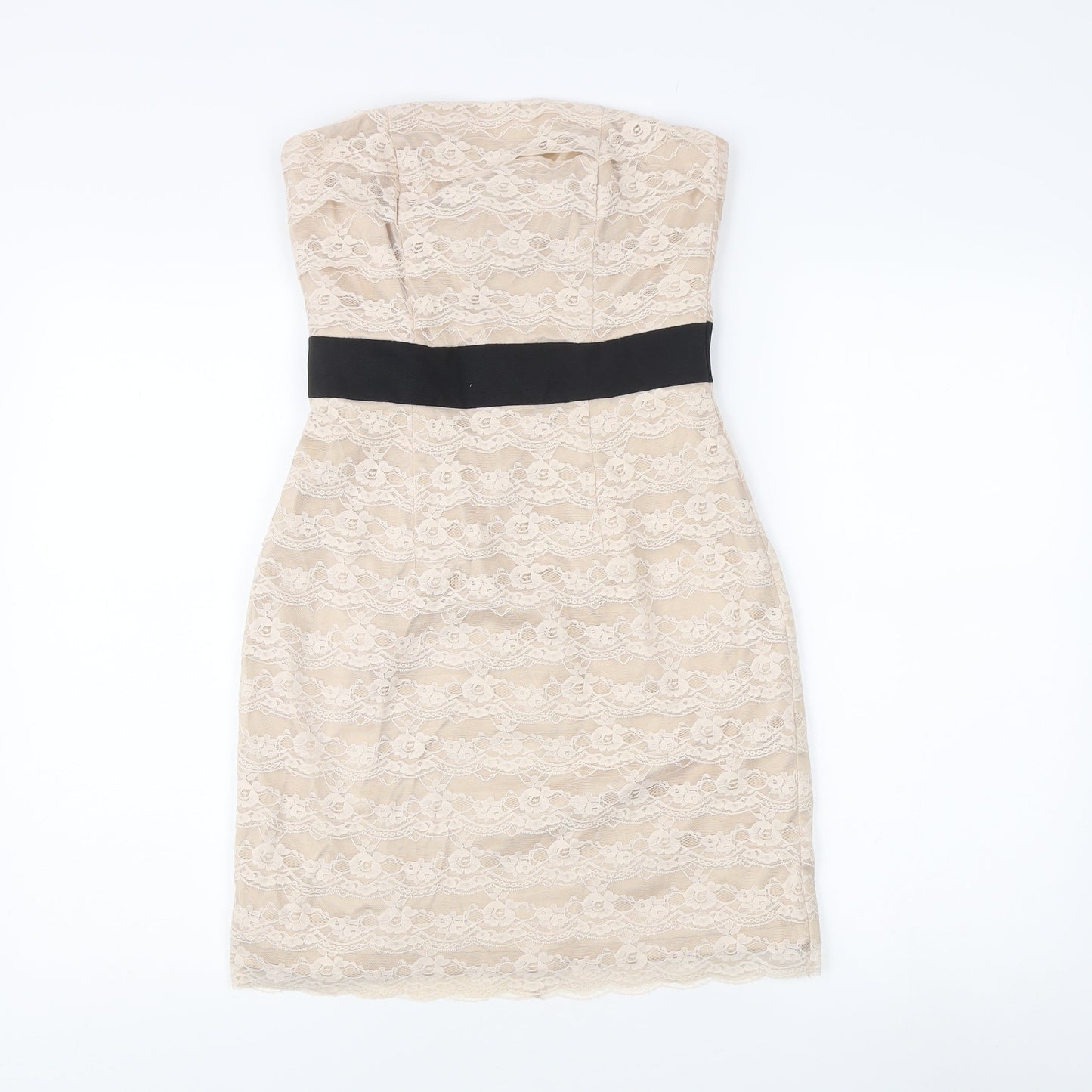 H&M Women's Beige Knee Length Sheath Dress Size 8
