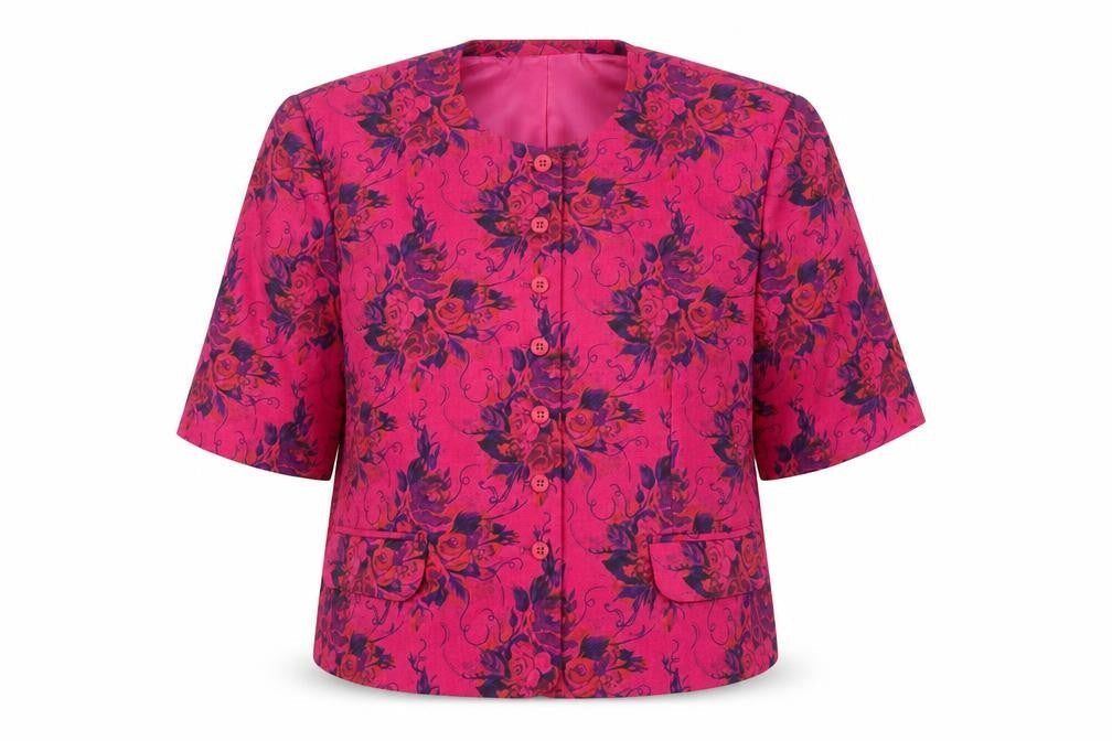 Viyella Women's Pink Floral Blazer Size 10, Lined, Casual