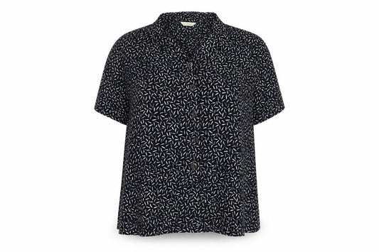 Marks and Spencer Women's Blue Geometric Button-Up Shirt