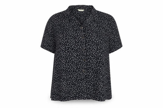 Marks and Spencer Women's Blue Geometric Button-Up Shirt