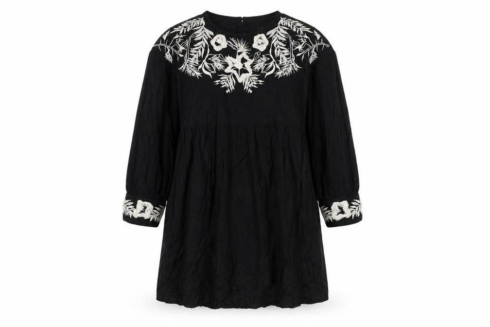 Zara Women Black Embroidered Dress M