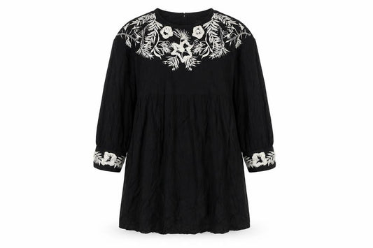 Zara Women Black Embroidered Dress M