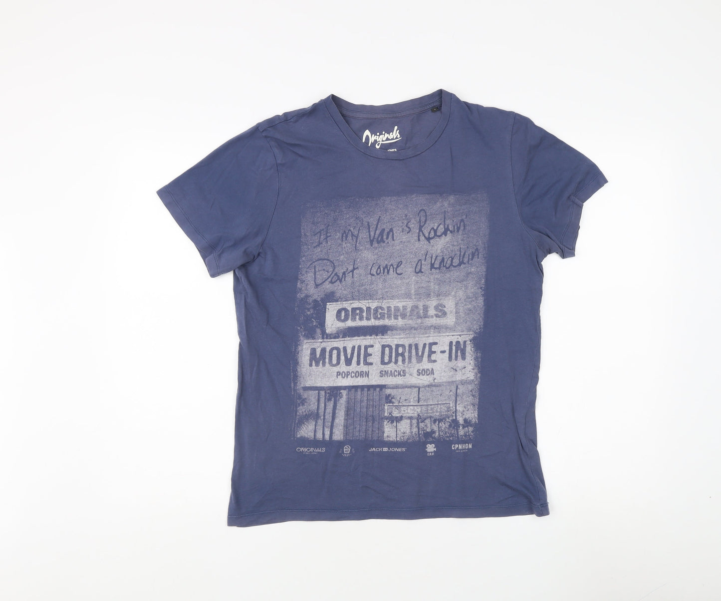 Jack & Jones Men's Blue Graphic T-Shirt, Size S
