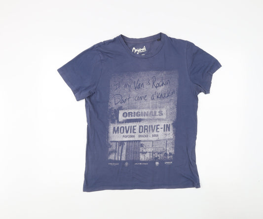 Jack & Jones Men's Blue Graphic T-Shirt, Size S