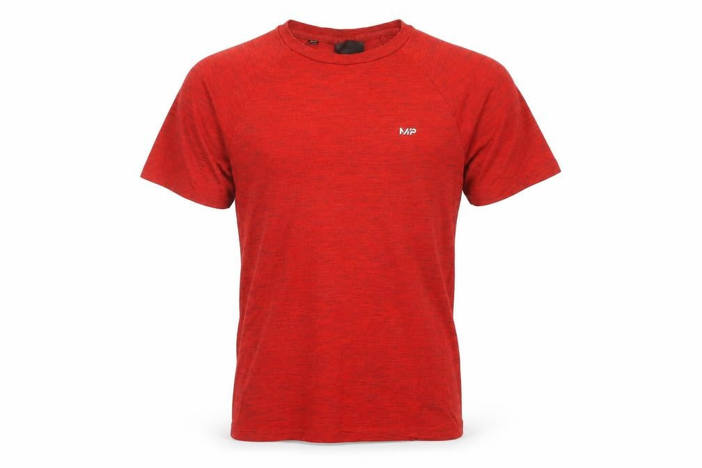 MP Men's Red T-Shirt, Size S, Basic Short Sleeve Activewear