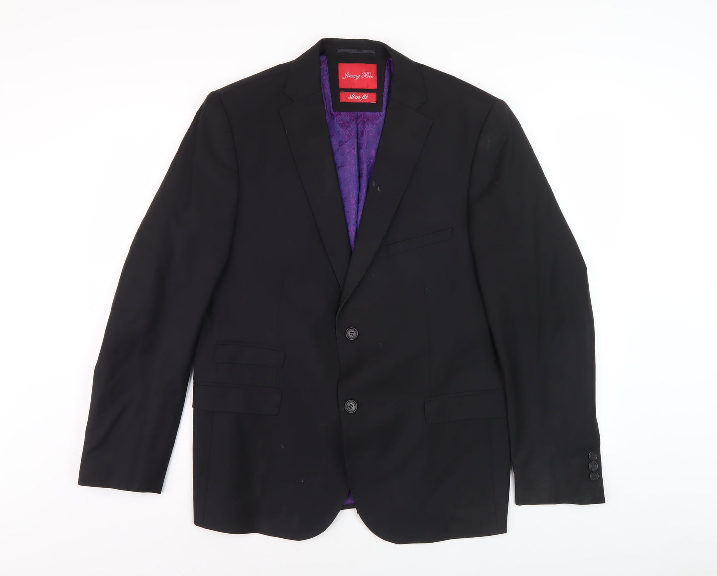 Jimmy Bee Men's Black Slim Fit Blazer Jacket 42S
