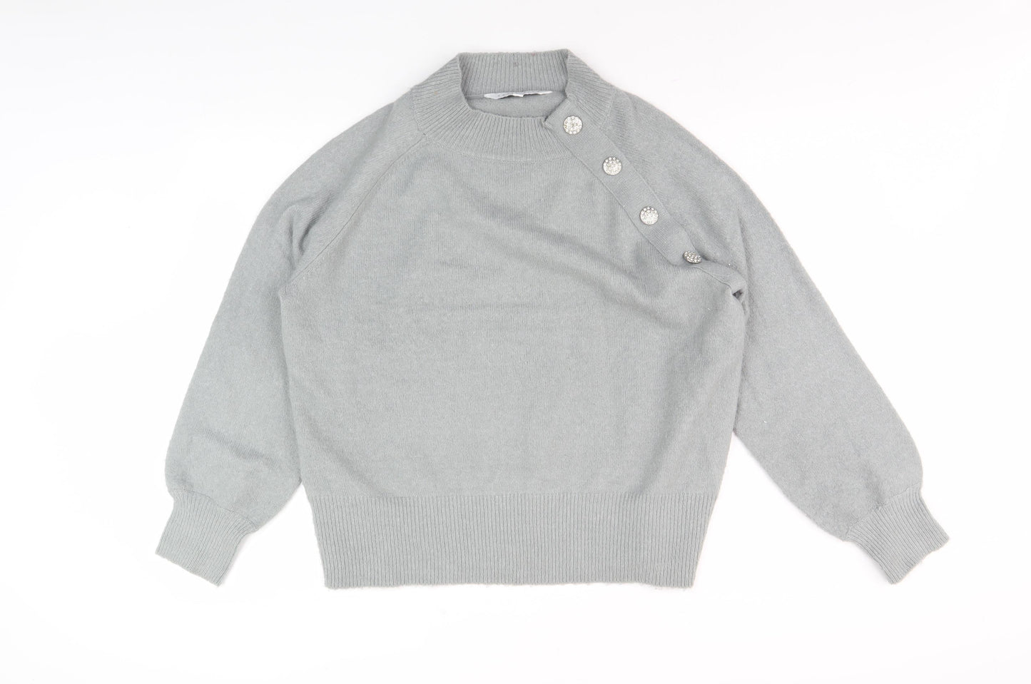 Amara Reya Women's Grey Mock Neck Jumper Size M