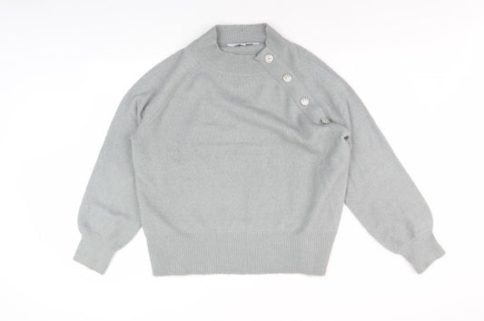 Amara Reya Women's Grey Mock Neck Jumper Size M