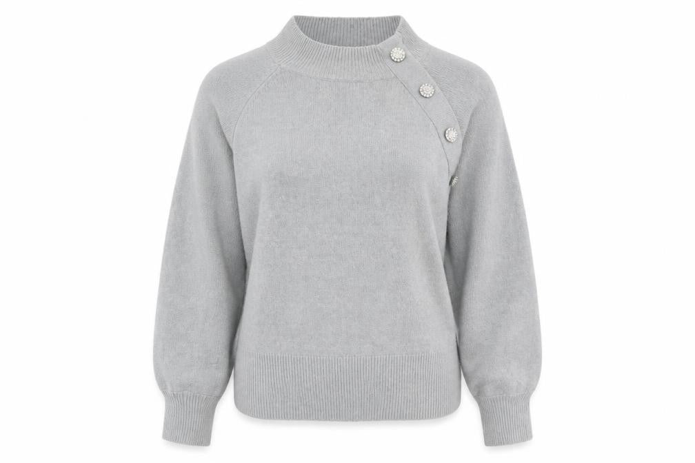 Amara Reya Women's Grey Mock Neck Jumper Size M