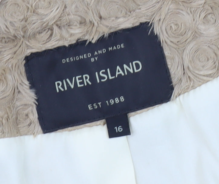 River Island Women’s Beige Floral Coat - Size 16