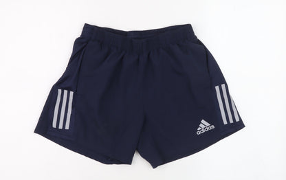 Additional front view of Adidas boys’ blue athletic running shorts m