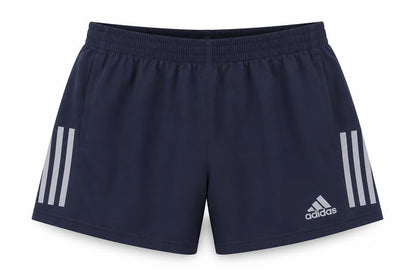 Front view of Adidas boys’ blue athletic running shorts m