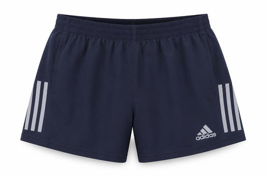 Front view of Adidas boys’ blue athletic running shorts m
